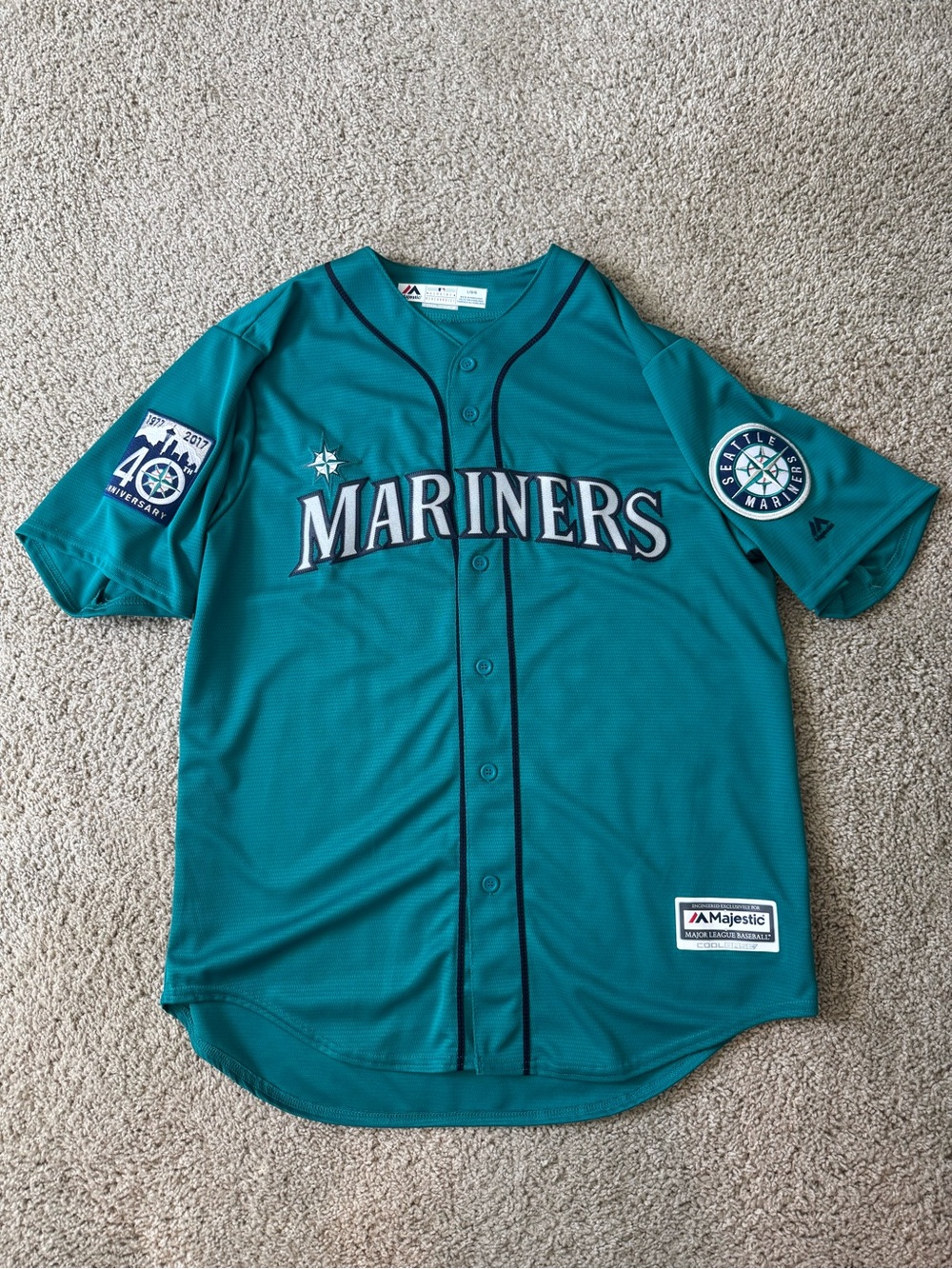 Majestic Teal Seattle Mariners 40th Anniversary Patch Jersey